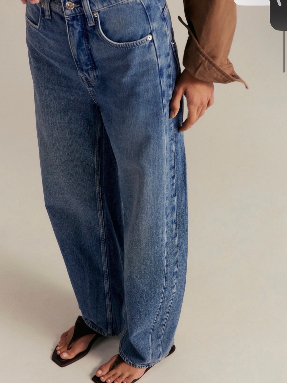 Free People Truro Baggy Puddle Jeans - Water Stoned Blue - 26